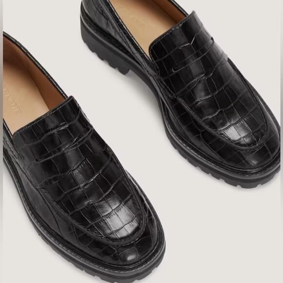 EVERLANE The Lug Loater Black Crocodile Leather Slip On Moc Toe Size 9.5 NEW - Picture 4 of 9
